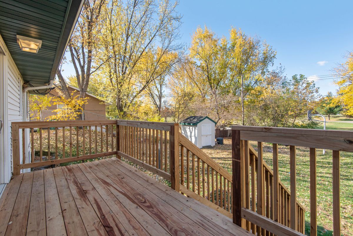 Brown wooden deck and patio